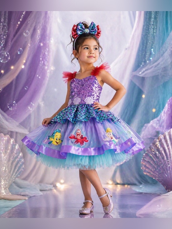 Other - Kids Mermaid Dress Size 8 Luxury Tutu Costume Purple Aqua